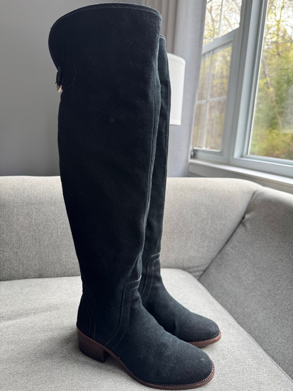 COACH Palmera 2 Boots Sleek Suede Black Over The Knee High Sz 8